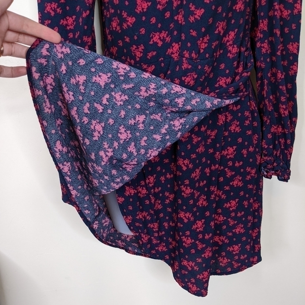 Francesca's Miami Sweetheart Neck Long Sleeve Floral Mini Dress - Size Small - Picture 5 of 9